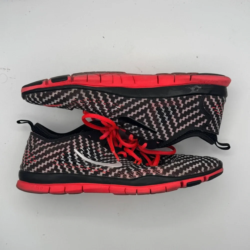 Nike Free 5.0 Shoes Mens Size 9 Black‎ Red White Patterned Lightweight Running